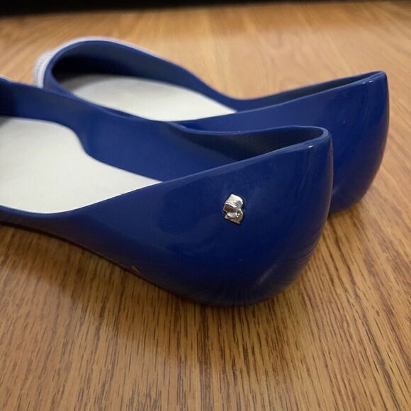 Melissa x Karl lagerfeld blue zipper rubber pointed toe flats size US 6 - Picture 3 of 7